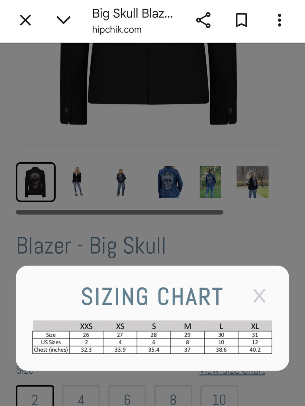 Hipchik Couture Embellished Rhinestone  Skull Blazer Black S M - Picture 9 of 9